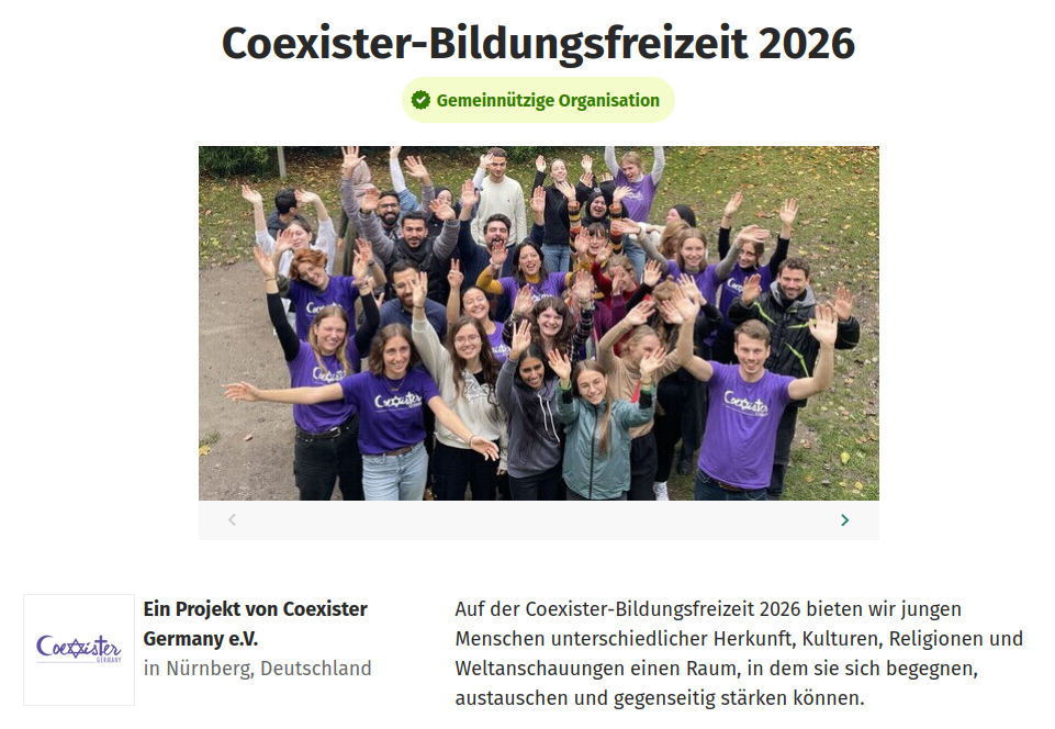 Ausschnitt aus der Spendenbeschreibung und dem Titelbild der Kampagne auf Betterplace